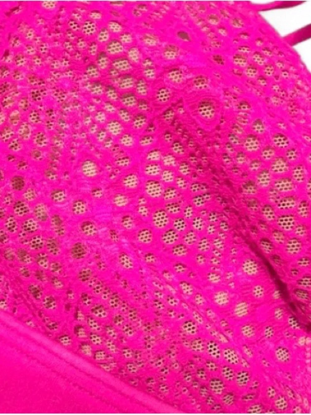 Victoria’s Secret Hot Pink Lace Strappy Bralette -Size L -Barbiecore Neon Y2K
